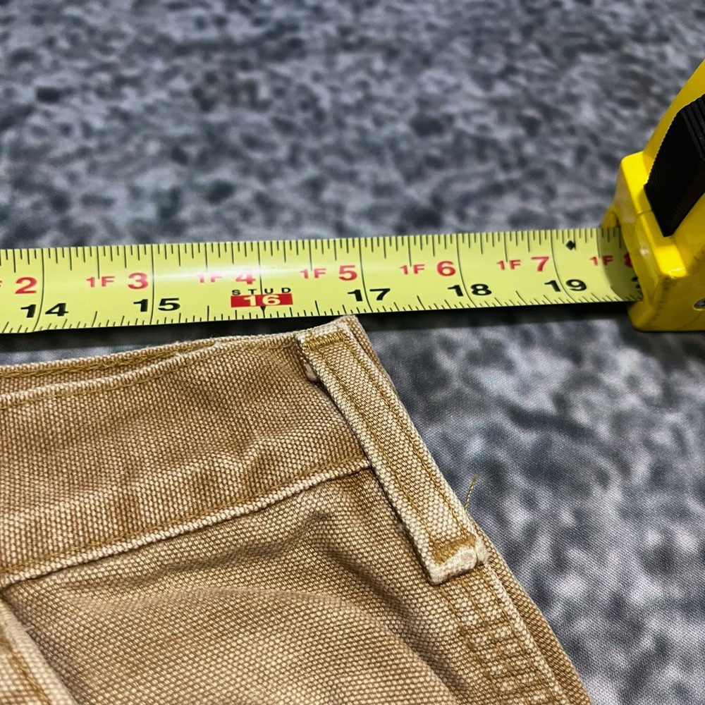 VTG Carhartt Carpenter Pants Tan 34x29 Distressed Faded Flannel Lined B111‎ BRN - Picture 10 of 16